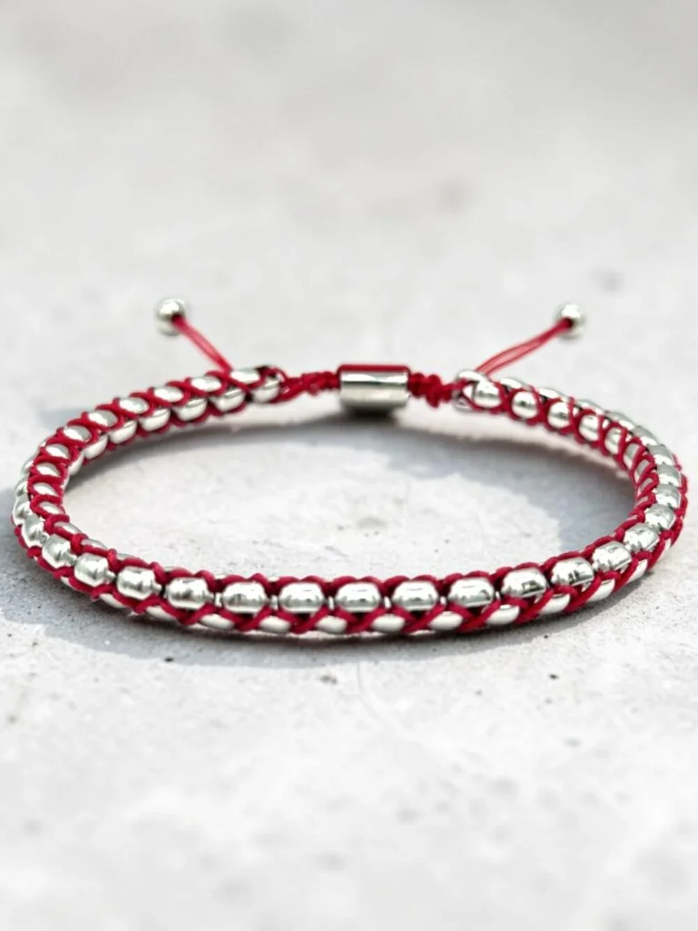 So Chic Gent's Stainless Steel and Red Cord Bolo Bracelet